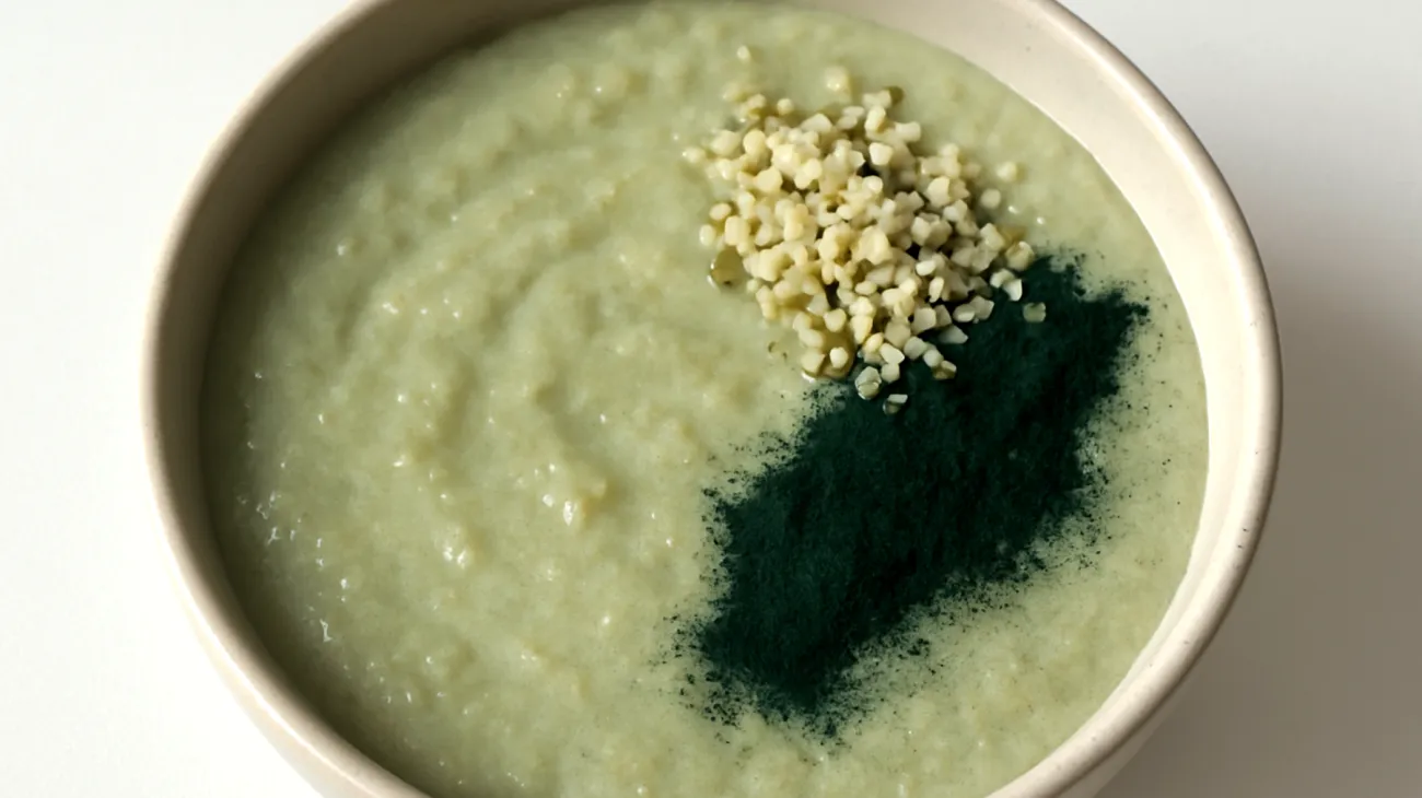 Amaranth-Quinoa-Pudding mit Hanfsamen und Spirulina"