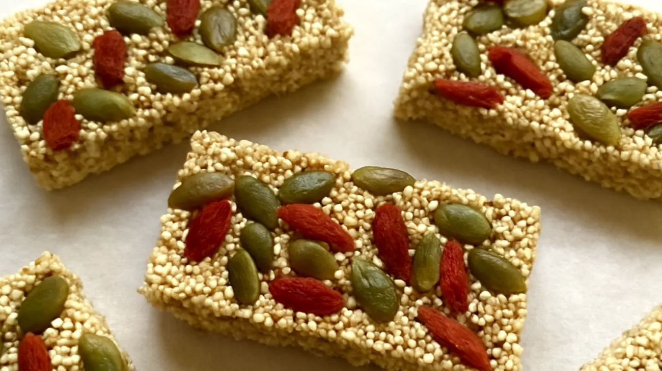 Amaranth-Riegel mit Kürbiskernen und Goji-Beeren"