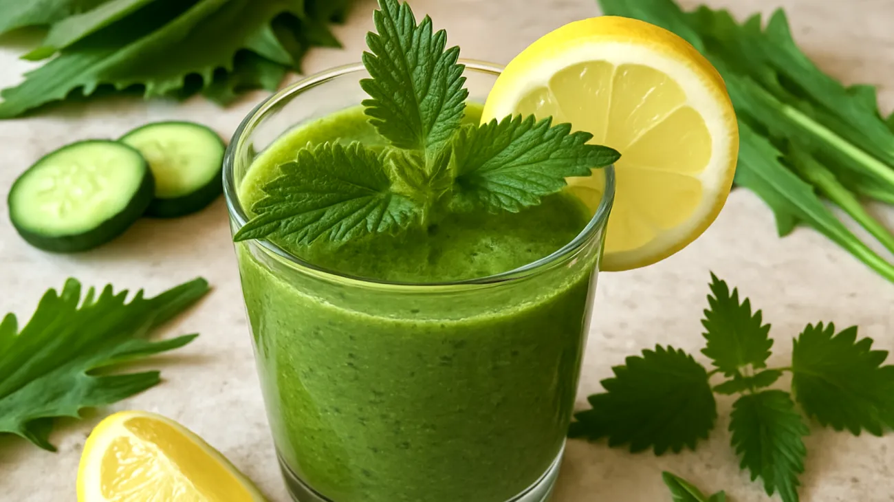 Brennnessel-Löwenzahn-Smoothie mit Gurke und Zitrone"
