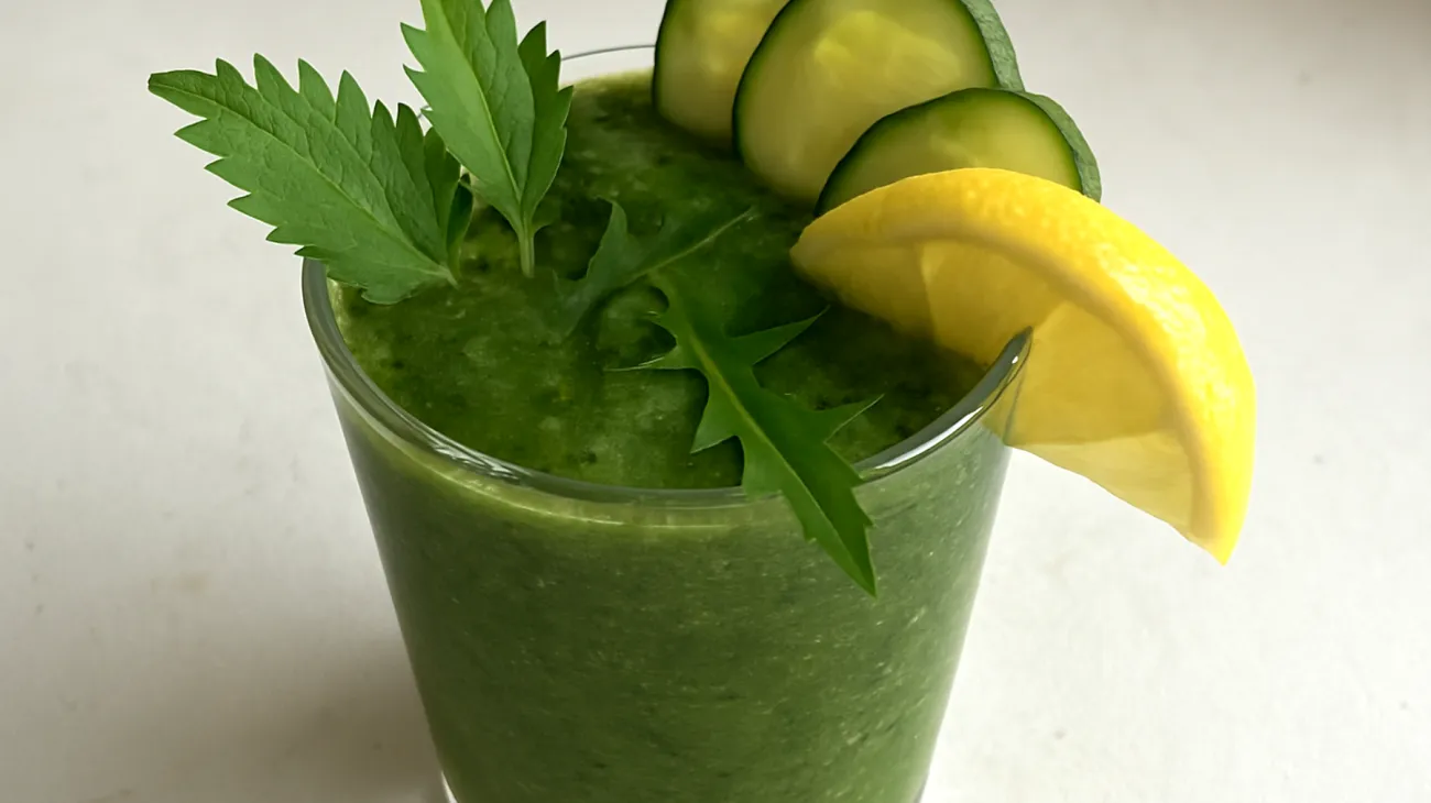 Brennnessel-Löwenzahn-Smoothie mit Gurke und Zitrone"