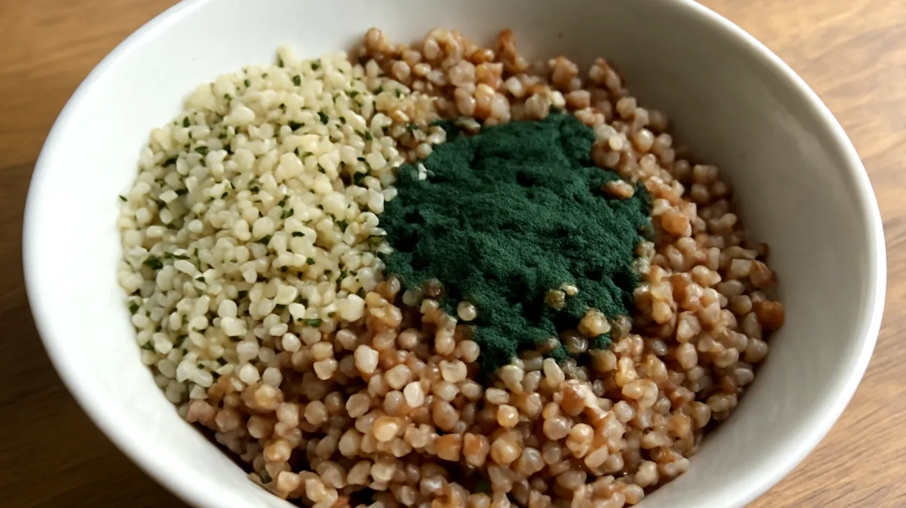 Buchweizen-Quinoa-Bowl mit Hanfsamen und Spirulina"