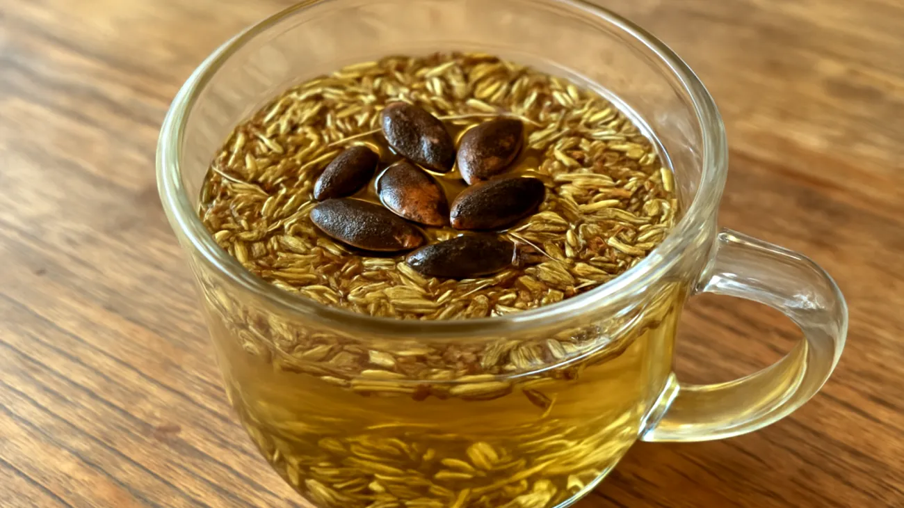 Fenchel-Anis-Kümmel-Tee mit gerösteten Kürbiskernen"