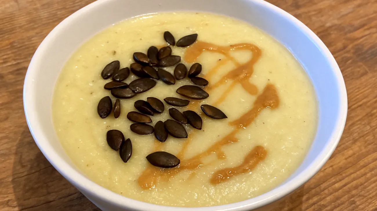 Fenchel-Kümmel-Suppe mit Miso und gerösteten Kürbiskernen"