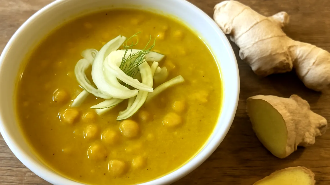 Fenchel-Kichererbsen-Suppe mit Kurkuma und Ingwer"