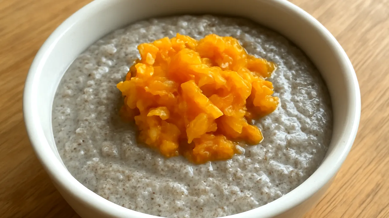 Flohsamenschalen-Pudding mit fermentiertem Ingwer und Kurkuma"