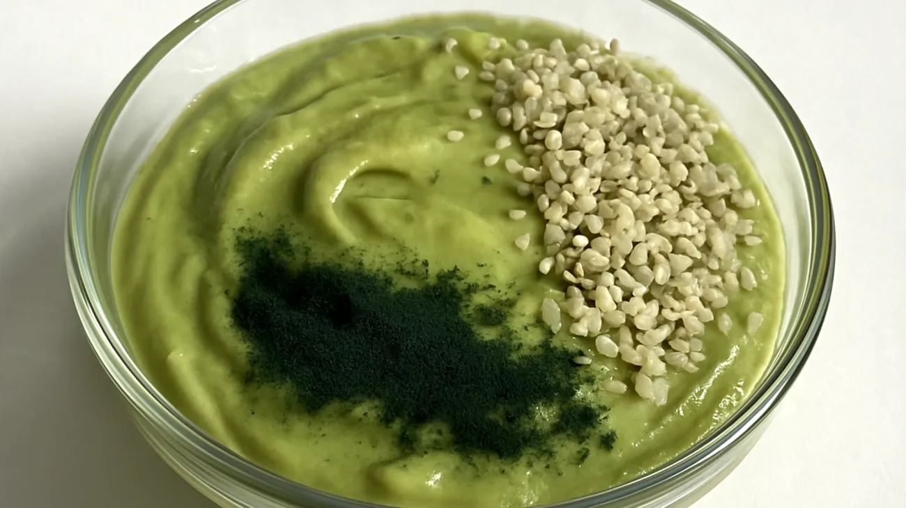 Hanfsamen-Avocado-Pudding mit Spirulina"