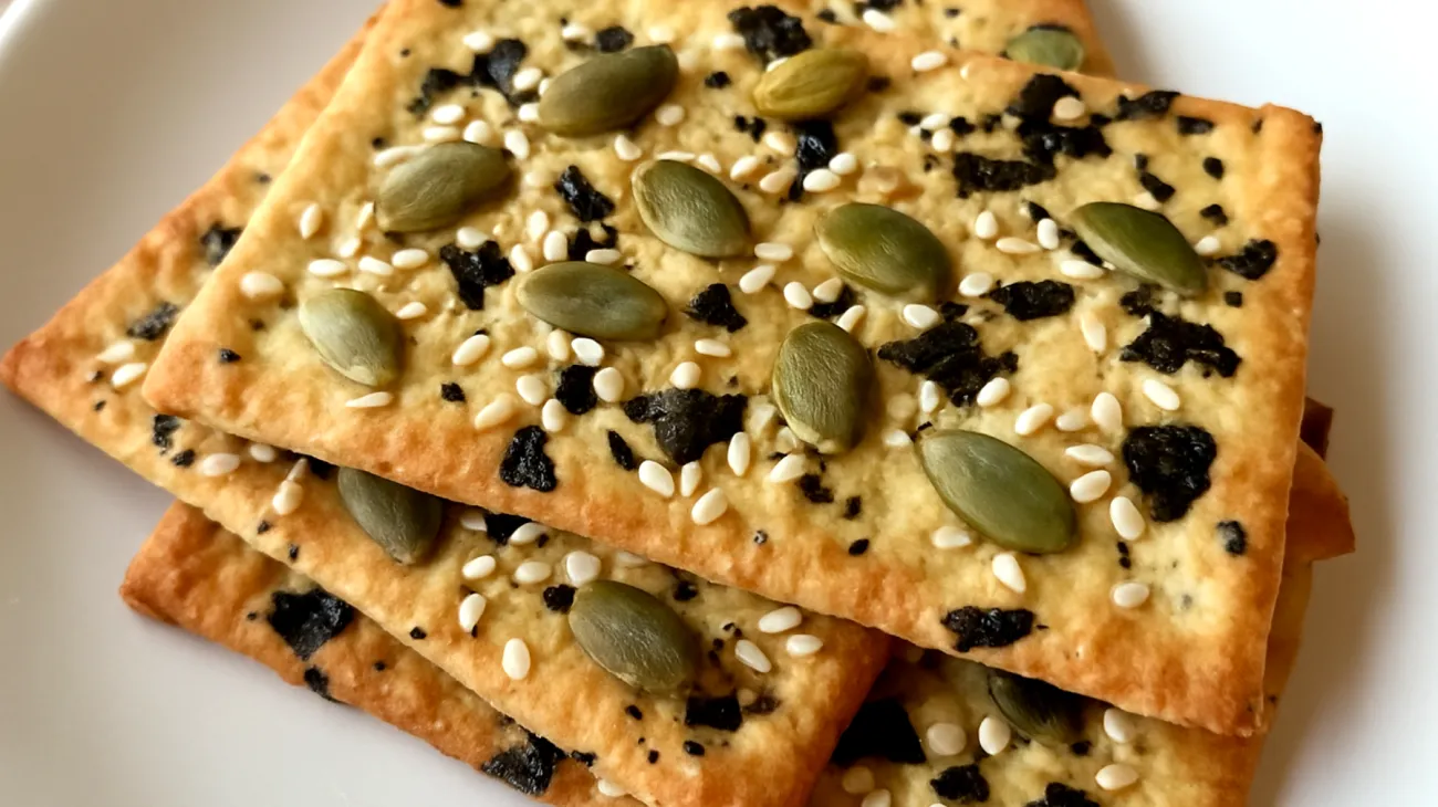 Miso-Nori-Cracker mit Sesam und Kürbiskernen"