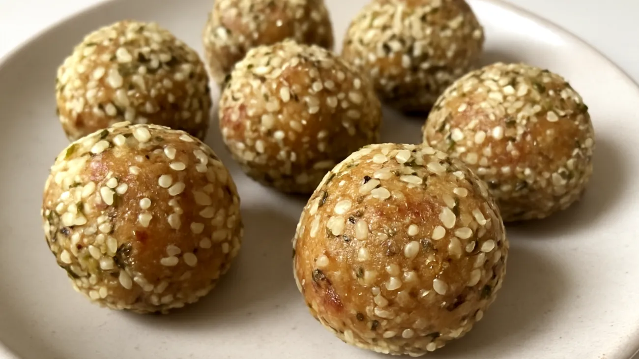 Tahini-Dattel-Energiekugeln mit Hanfsamen"